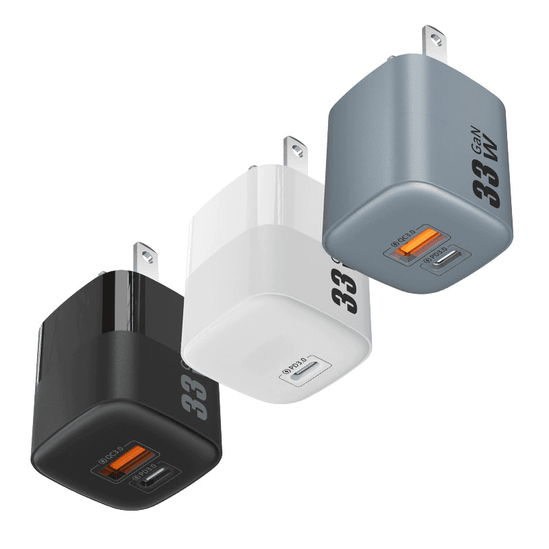 USB-C / USB-A + USB-C를 갖춘 33W GaN 고속 충전기