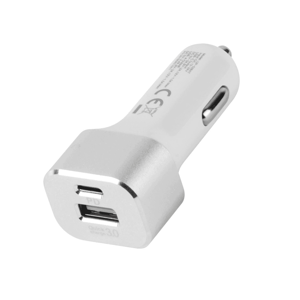 شاحن سيارة بمنفذين USB-C PD + QC 3.0 بقدرة 36 وات